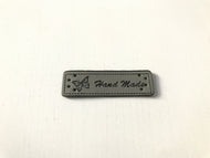 Label Kunstleder 'Hand Made' grau
