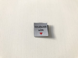 Etikett 'handmade with love', Mittelfaltung