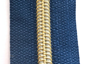 Endlos-Reißverschluss metallisierter Reißverschluss gold blau marine