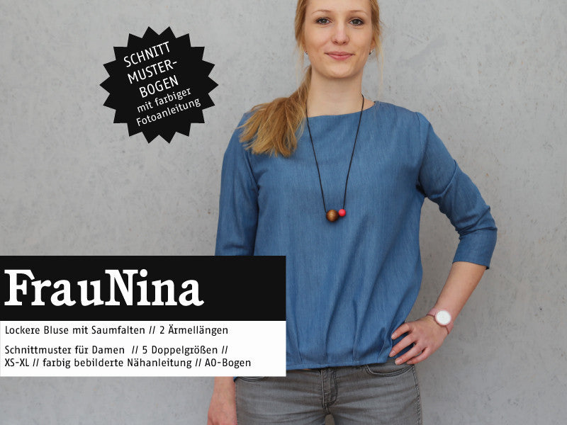 Schnittreif - Frau Nina- lässige Bluse mit Saumfalten
