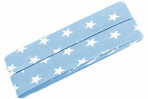 Baumwolle-Schrägband 3m Sterne hellblau