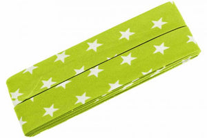 Baumwolle-Schrägband 3m Sterne hellgrün