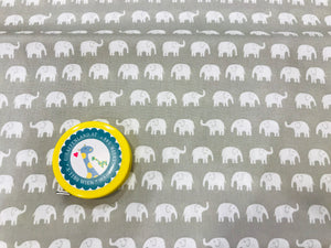 Baumwollstoff Elefanten mini weiß auf grau
