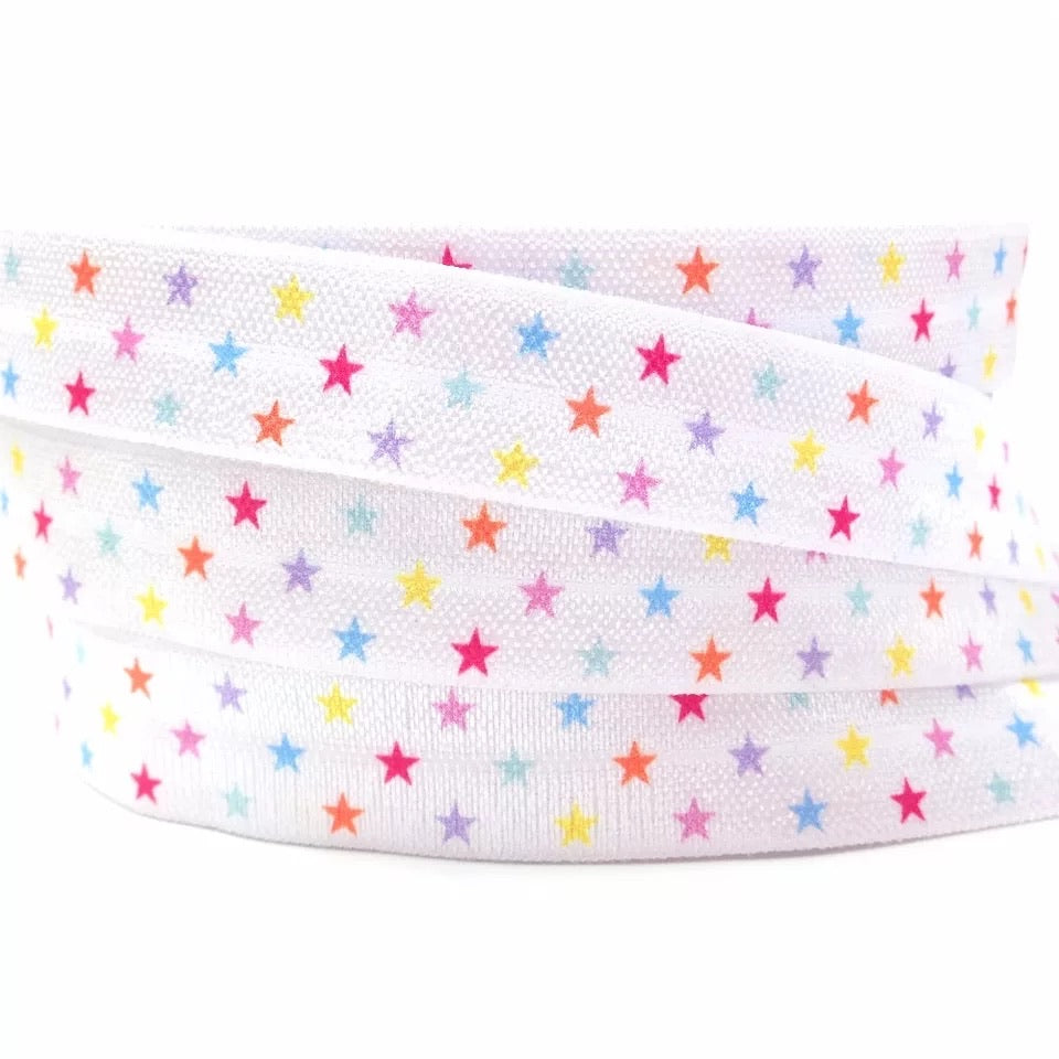 Gummiband Haarband Armband Sterne bunt auf weiß