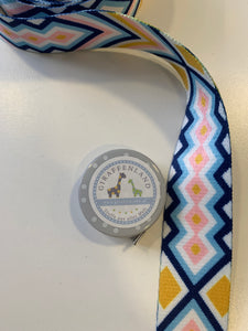 Gurtband buntes Muster gelb, blau, gelb, rosa  4cm