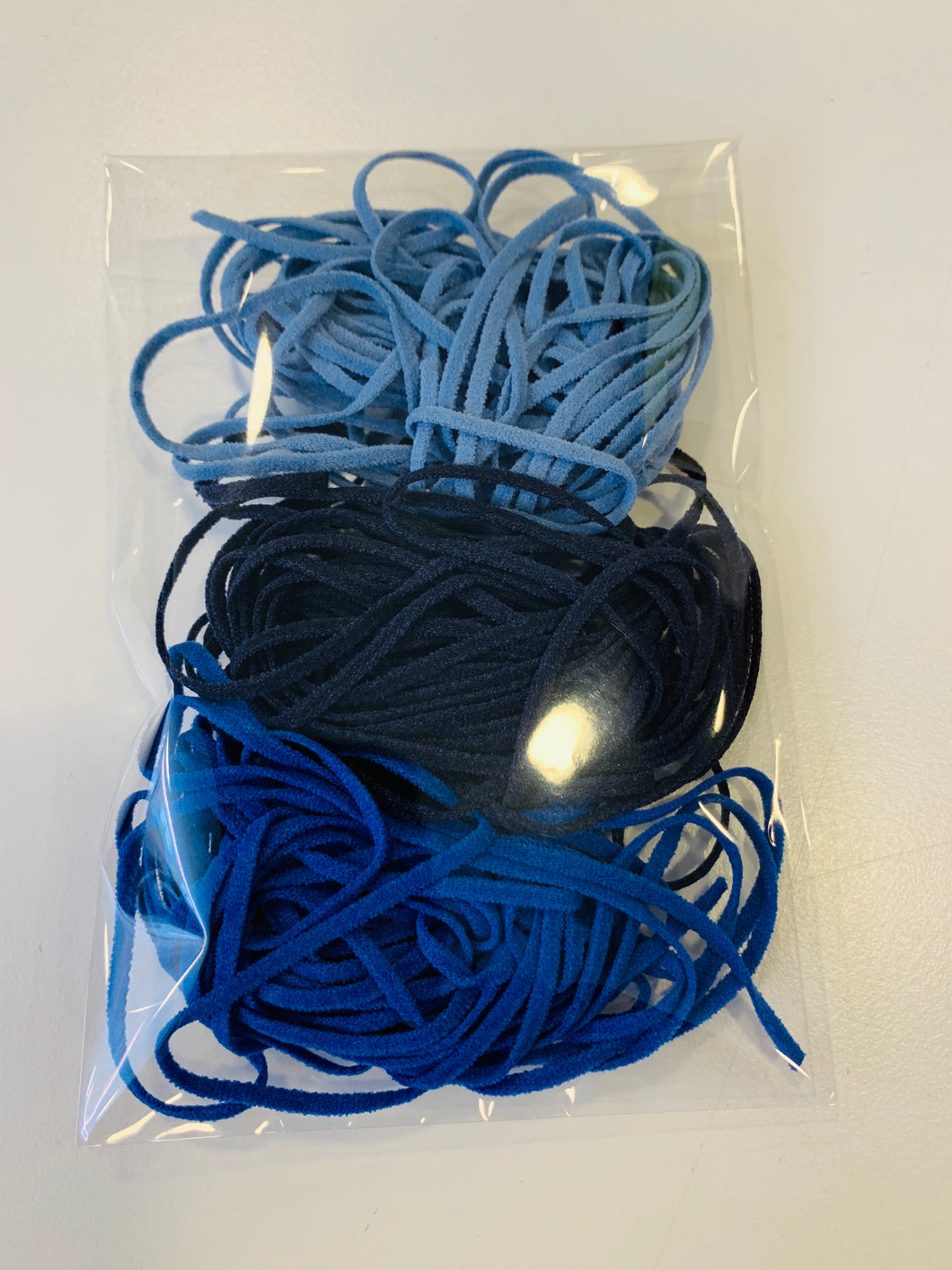 Gummikordel-Paket soft cord 2mm jeansblau, dunkelblau, royalblau 9m