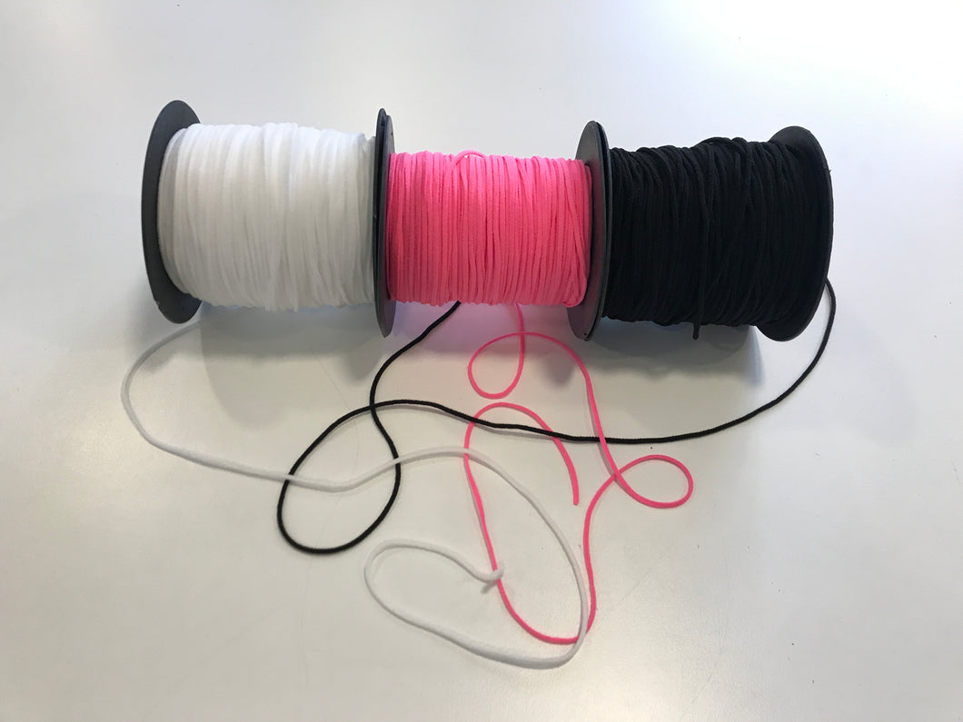 Gummikordel-Paket soft cord 2mm schwarz/weiß/pink 9m
