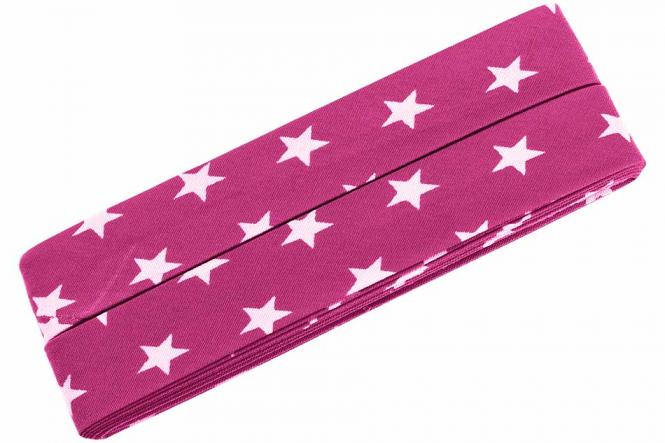 Baumwolle-Schrägband 3m Sterne pink