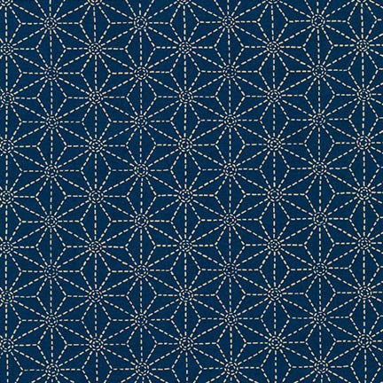 Baumwollstoff geometrische Sterne indigo